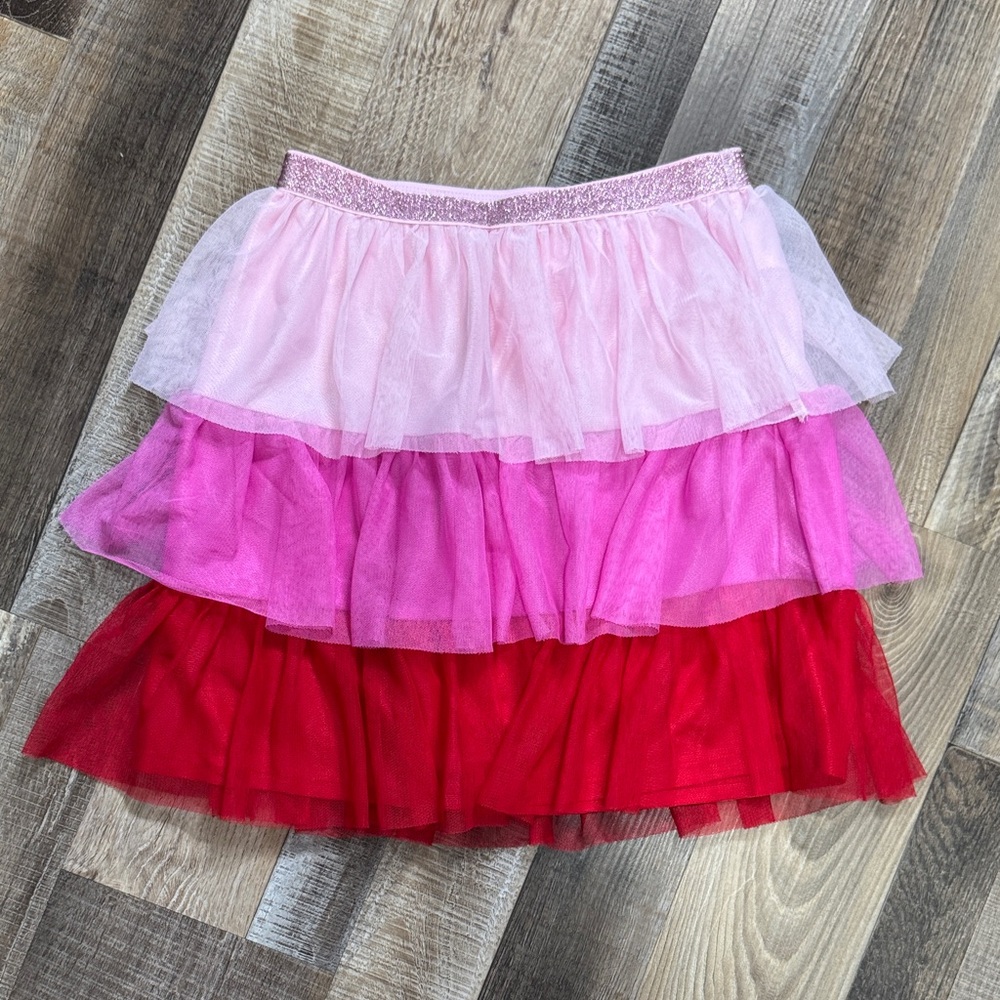 Pink and Red Layered Tulle Skirt